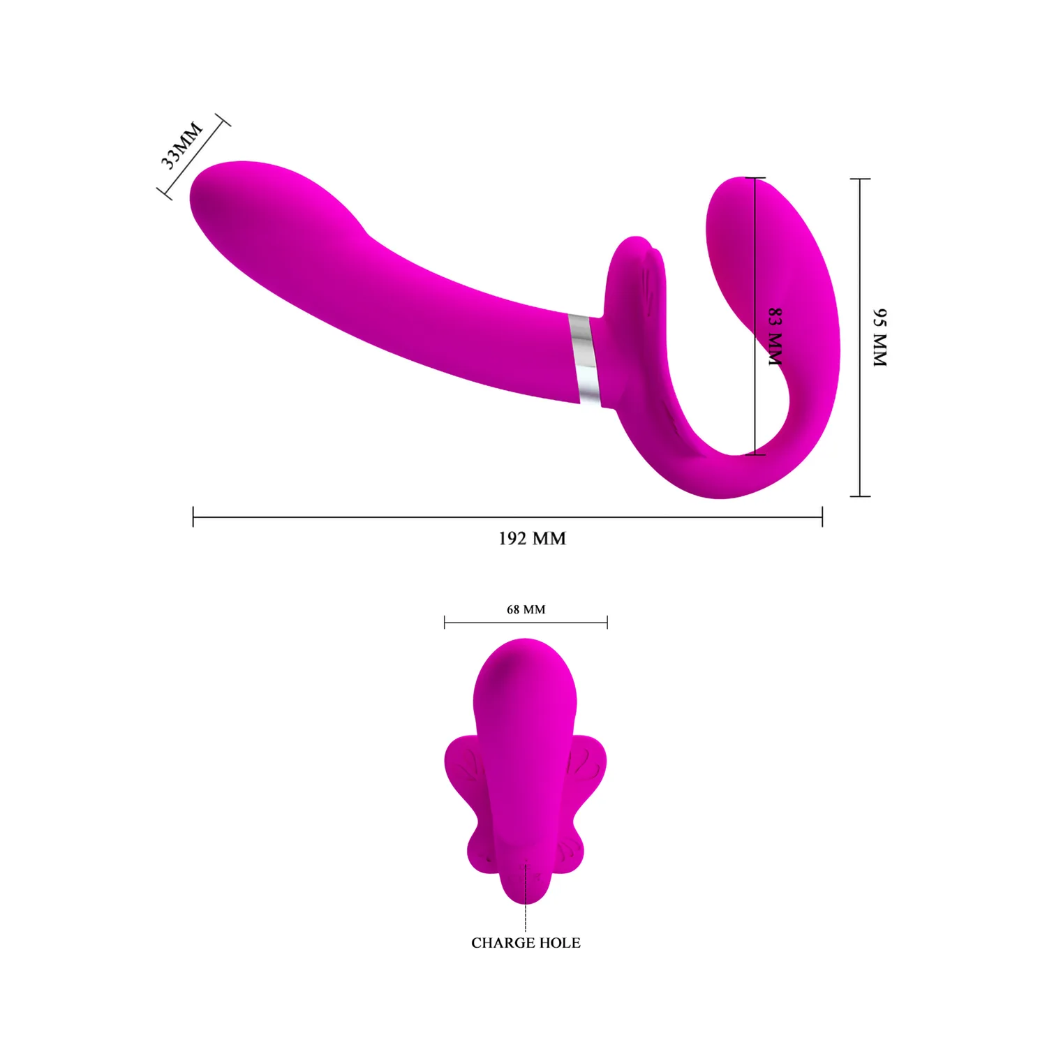 Valerie Strapless Recargable con Doble Vibracion 4 medidas Valerie Strapless Recargable con Doble Vibracion