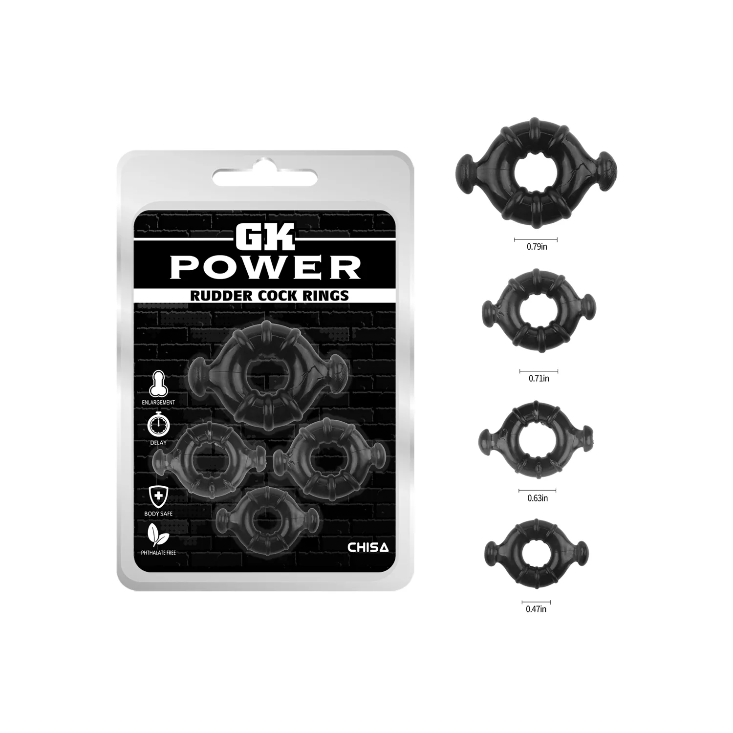 Set de 4 Anillos para Pene GK Power Rudder - Aumenta la Duración y Sensibilidad (TPR Seguro) 3 medidas Set de Anillos para el pene GK Power Rudder CN-370332163 en concepcion