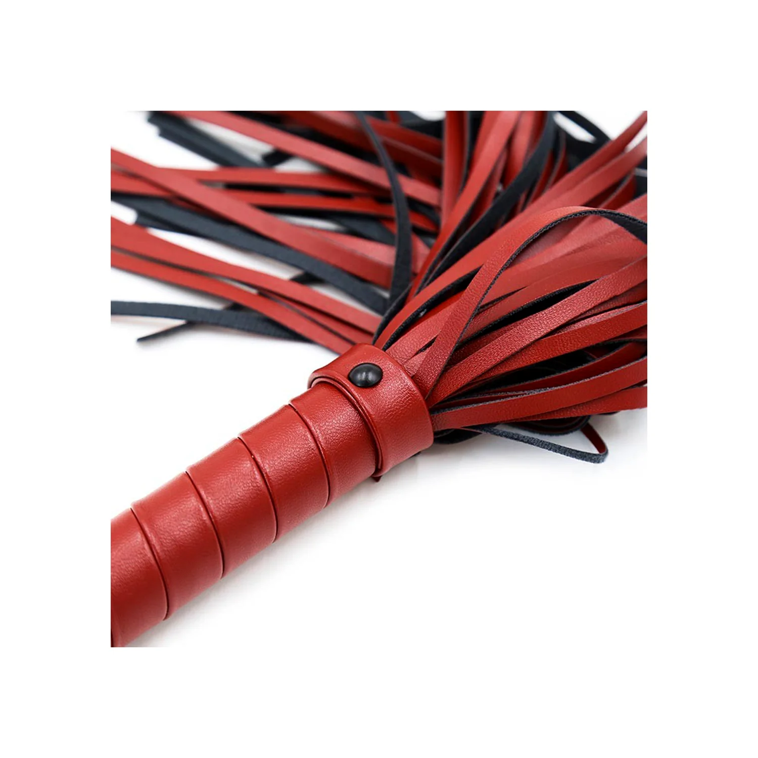 Elegante Flogger Multicola en Cuero Sintetico Negro y Rojo Vino 2 detalle Elegante Flogger Multicola en Cuero Sintetico Negro y Rojo Vino en concepcion